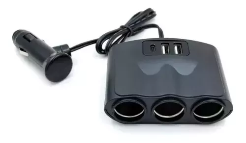 🚗 Multicargador de Carro Toma 3 Cigarrera + 2 USB 12V/24V Tipo C – Potencia y Comodidad para tus Viajes 🔋💡