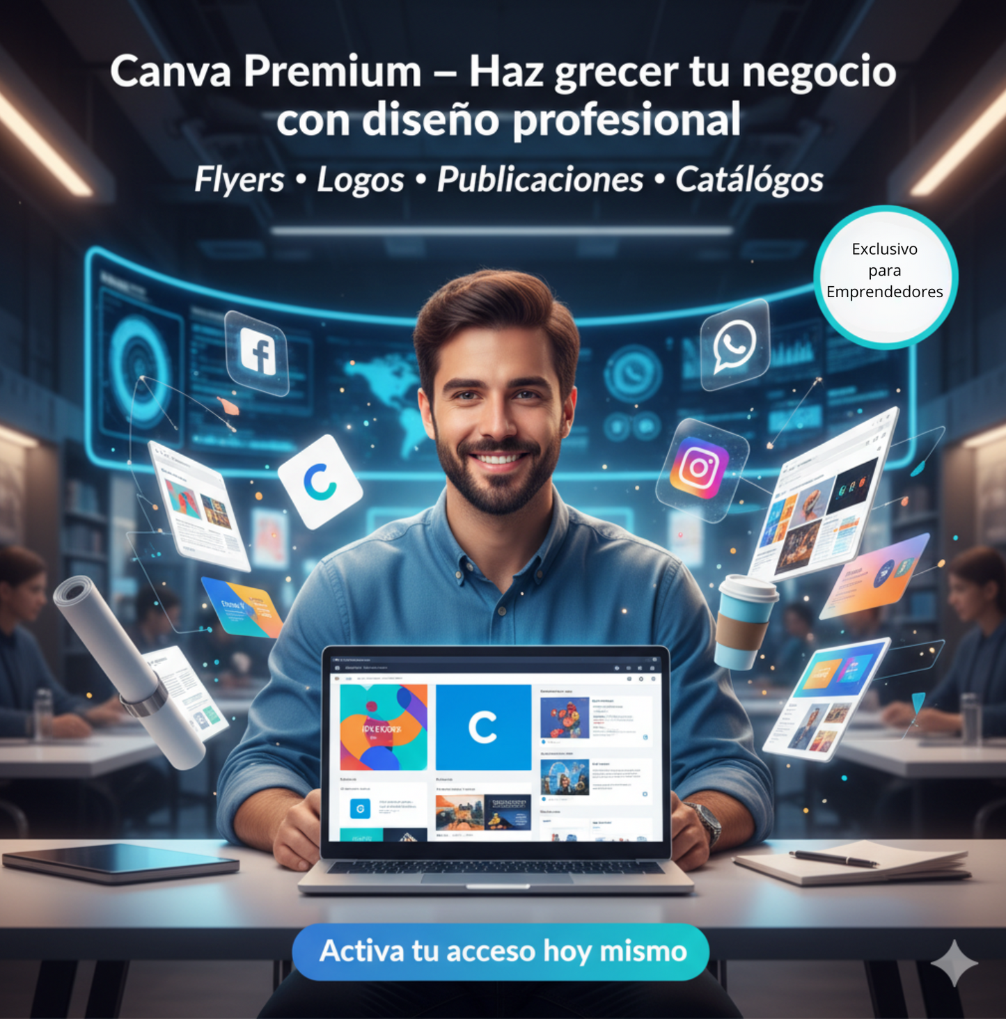 Canva Premium para Emprendedores – Diseña Flyers, Logos y Publicaciones Profesionales