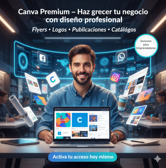 Canva Premium para Emprendedores – Diseña Flyers, Logos y Publicaciones Profesionales