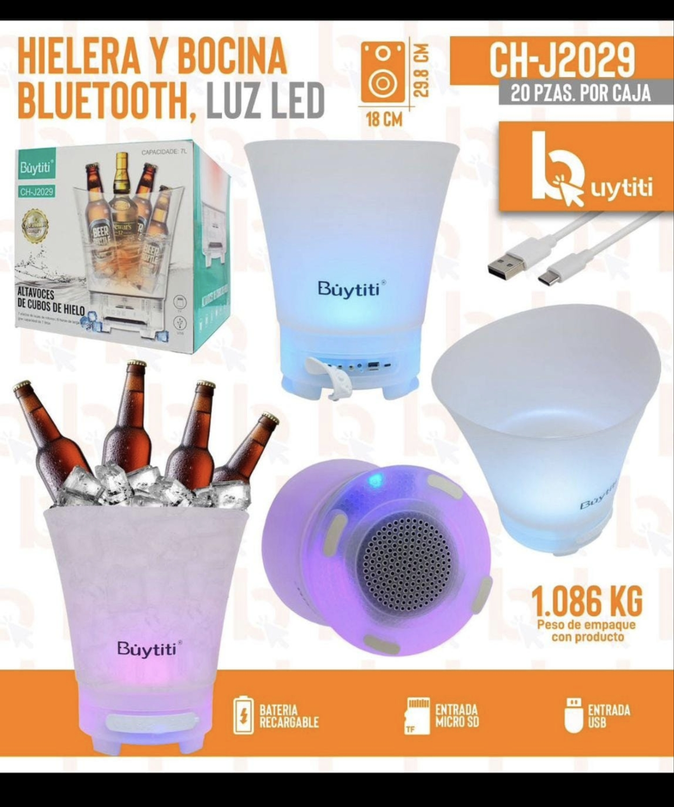 🎵 PARLANTE BLUETOOTH CHELERO RGB – ¡MÚSICA Y LUZ PARA TUS FIESTAS! 🎶✨