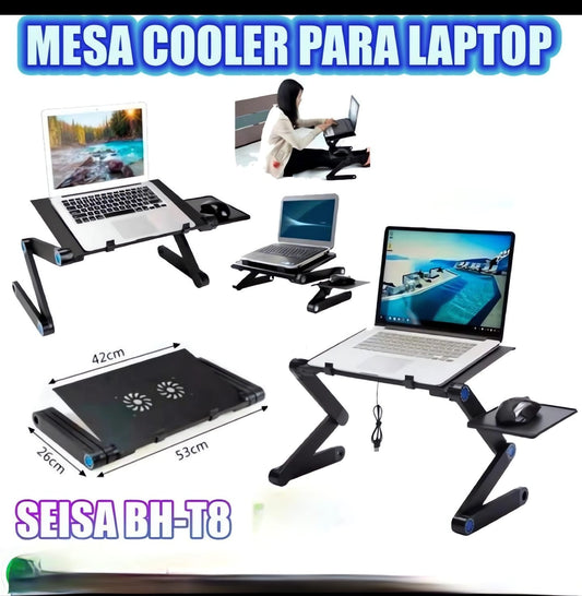 💻 Mesa Cooler para Laptop con Dos Ventiladores SEISA BH-T8 – Mantén tu Laptop Fresca y Productiva ❄️🔥