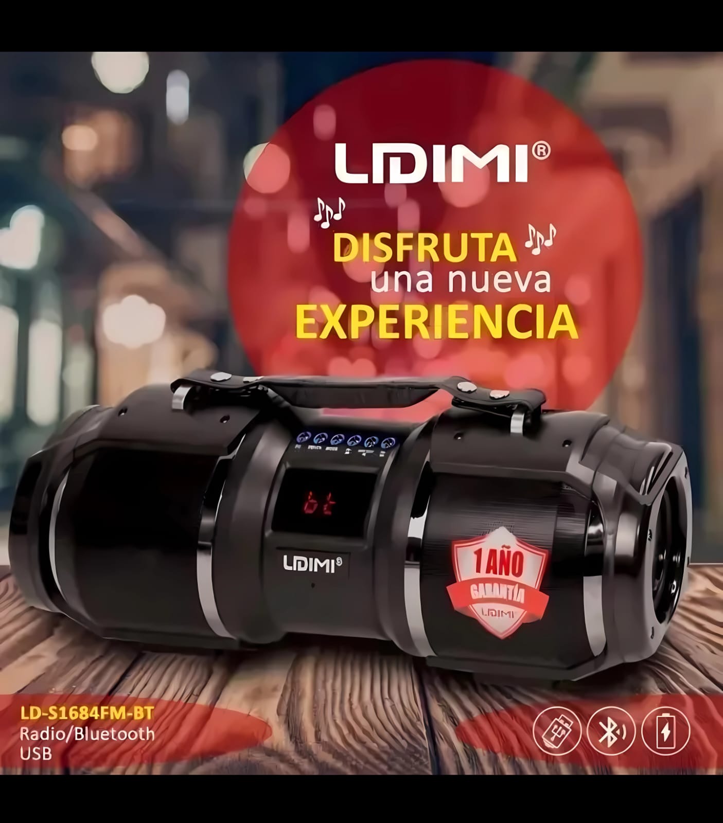 🔊 Parlante Lidimi S1684 – Sonido Potente con Bluetooth y Radio FM 🚀🎶