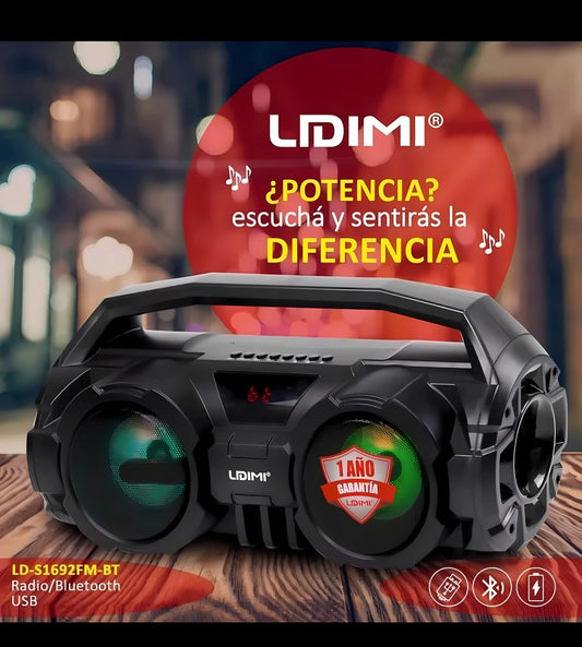 🔊 Parlante Lidimi S1684 – Sonido Potente con Bluetooth y Radio FM 🚀🎶