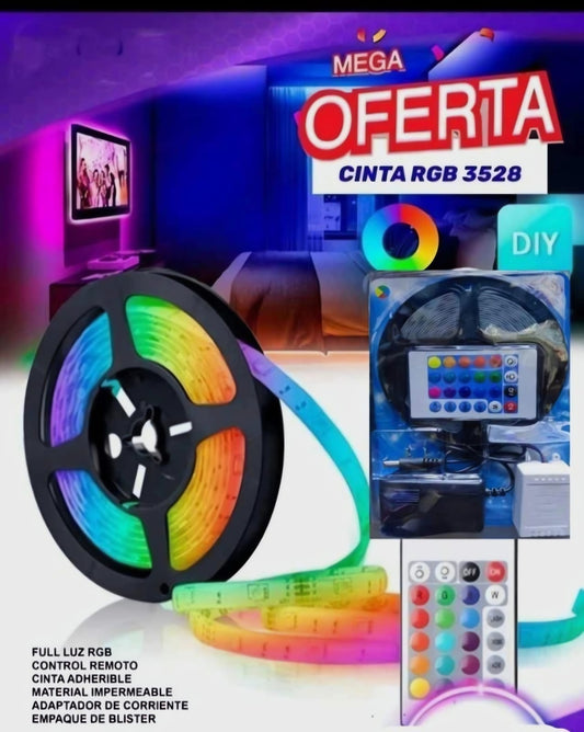 🎨 Cinta LED RGB 5 Metros – ¡Colores que Iluminan tu Espacio con Estilo! 💡🌈