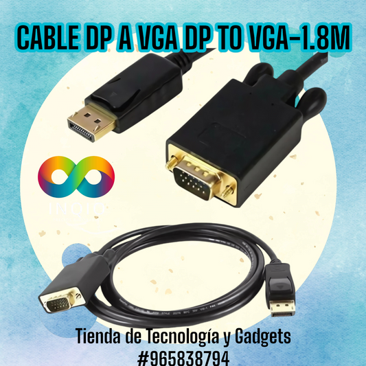 💻CABLE DP A VGA 1.8 METROS – CONEXIÓN PROFESIONAL Y DE ALTA CALIDAD✨