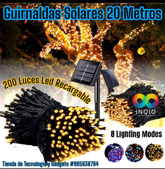 ✨ GUIRNALDA CON PANEL SOLAR – ¡ILUMINA TUS ESPACIOS CON ENERGÍA SOSTENIBLE! 🌞🎄