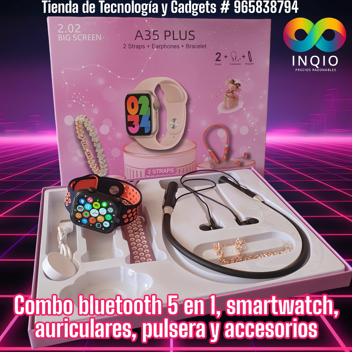 ⌚ COMBO BLUETOOTH 5 EN 1 – ¡TECNOLOGÍA Y ESTILO EN UN SOLO PACK! 🎧✨