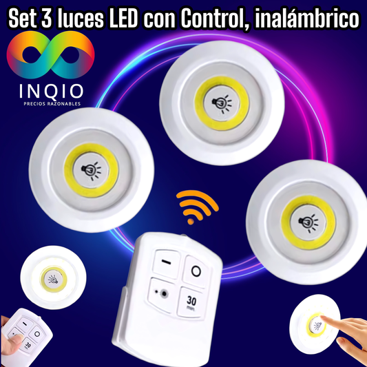 💡 SET DE 3 FOCOS LED CON CONTROL INALÁMBRICO – ¡ILUMINA TU ESPACIO CON ESTILO! 🌈✨