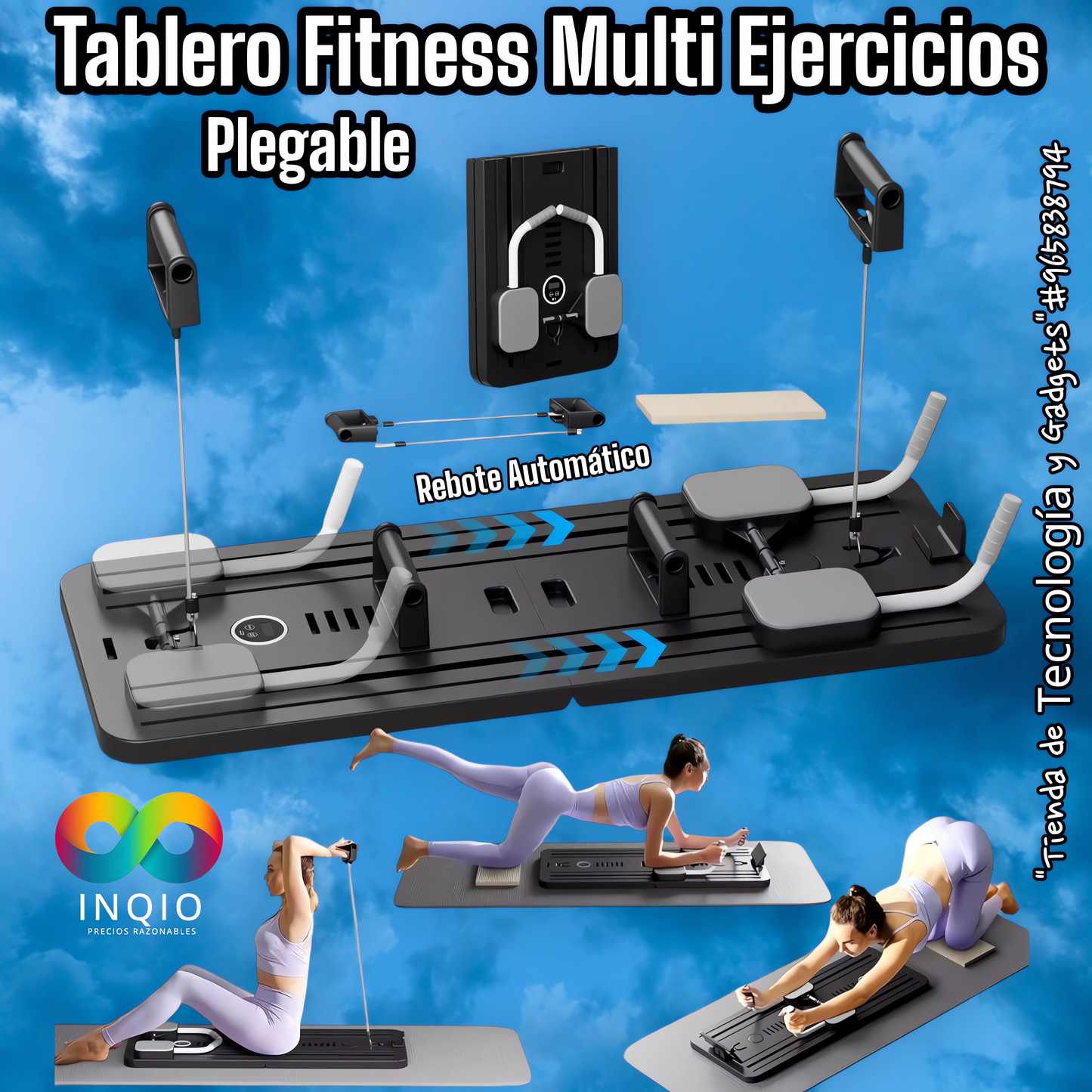 💪 TABLERO FITNESS MULTI-EJERCICIOS PLEGABLE – ¡ENTRENA EN CASA CON ESTILO! 🏋️♂️✨
