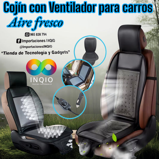 🚗 COJÍN DE ASIENTO CON VENTILADOR PARA AUTO – ¡FRESCURA Y CONFORT EN CADA VIAJE! 🌬️✨