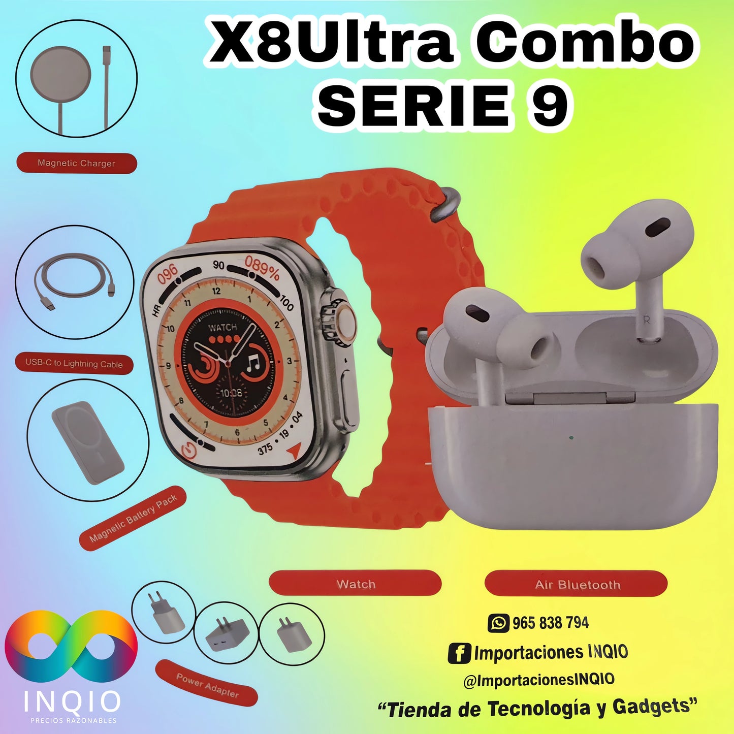 ⌚ COMBO SMARTWATCH SERIE 9 + AUDÍFONOS BLUETOOTH – ¡TECNOLOGÍA Y ESTILO EN UN SOLO PACK! 🎧✨