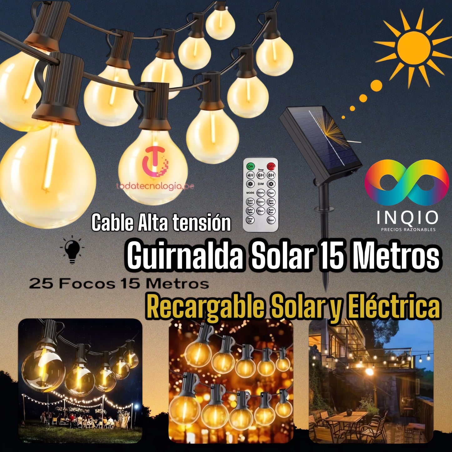 ✨ Guirnalda 25 Bombillas 15 Metros LED Vintage para Jardín – Ilumina tu Espacio con Estilo y Elegancia 🌿💡