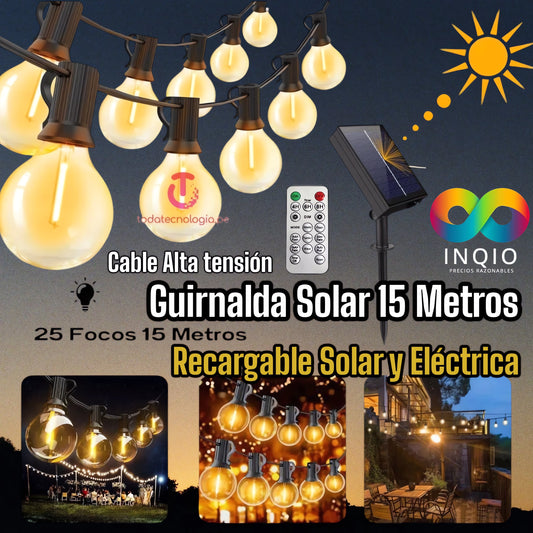 ✨ Guirnalda 25 Bombillas 15 Metros LED Vintage para Jardín – Ilumina tu Espacio con Estilo y Elegancia 🌿💡