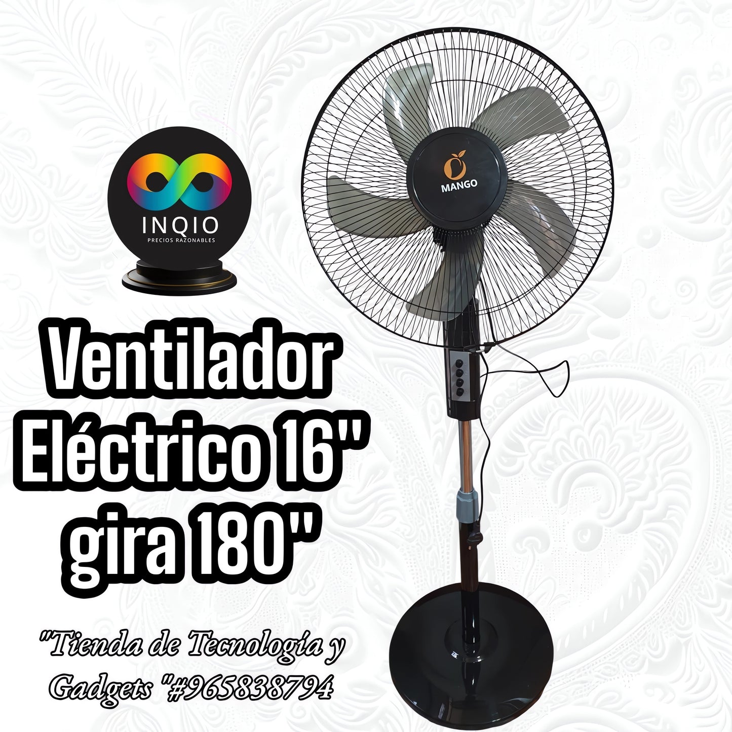 🌬️VENTILADOR ELÉCTRICO 16" GIRA 180°