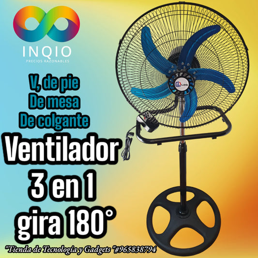 🌀 VENTILADOR ELÉCTRICO 3 EN 1 18” – DE PIE, MESA Y COLGANTE 🔥