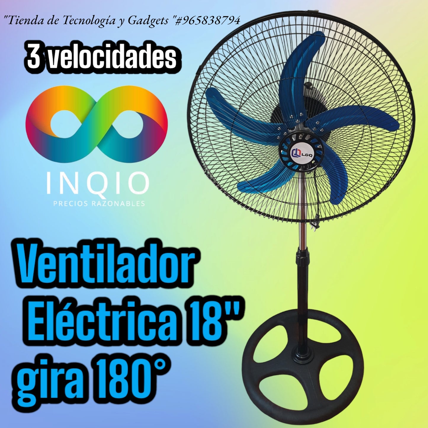 🌀 VENTILADOR ELÉCTRICO 18" – OSCILACIÓN DE 180° PARA UNA FRESCURA TOTAL 🔥