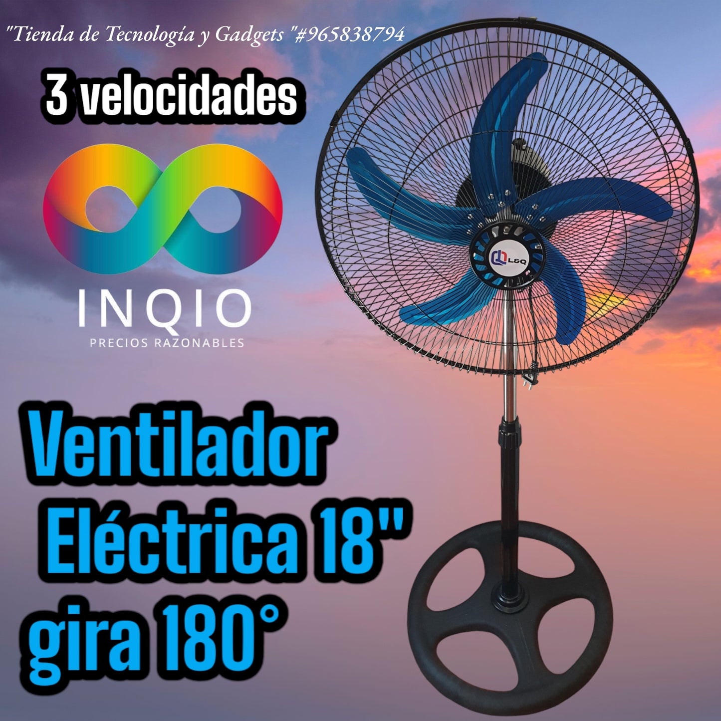 🌀 VENTILADOR ELÉCTRICO 18" – OSCILACIÓN DE 180° PARA UNA FRESCURA TOTAL 🔥