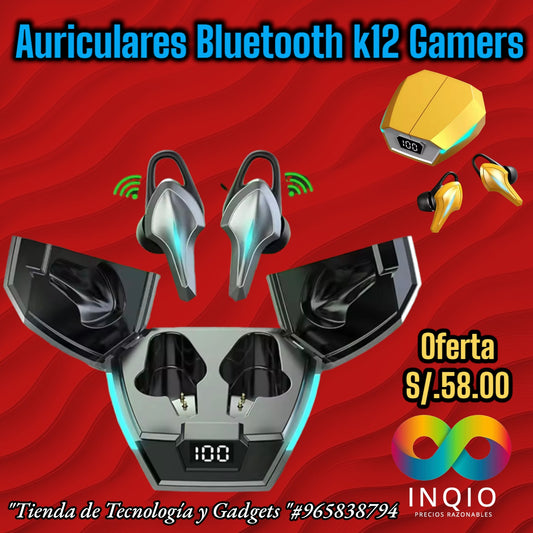 🎧 AUDÍFONOS BLUETOOTH GAMERS K12 – SONIDO ENVOLVENTE Y CERO LATENCIA 🔥🎮