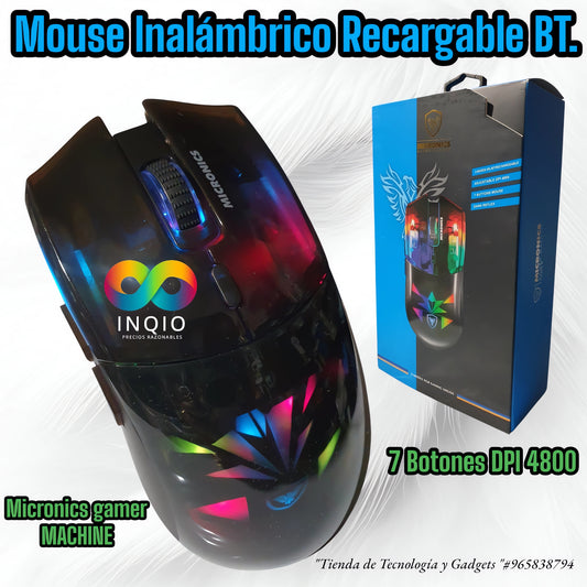 🎮 MOUSE INALÁMBRICO RECARGABLE BLUETOOTH MICRONICS GAMER MACHINE – PRECISIÓN Y ESTILO 🔥🖱️