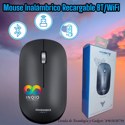 🖱️ MOUSE INALÁMBRICO RECARGABLE – CONEXIÓN BLUETOOTH & WIFI 🔥