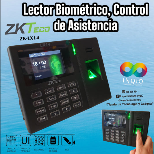🔐 LECTOR BIOMÉTRICO ZKTECO ZK-LX14 – CONTROL DE ASISTENCIA PRECISO Y SEGURO 🔥