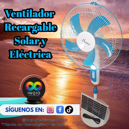 🌞 Ventilador Recargable Solar y Eléctrico 🌬️