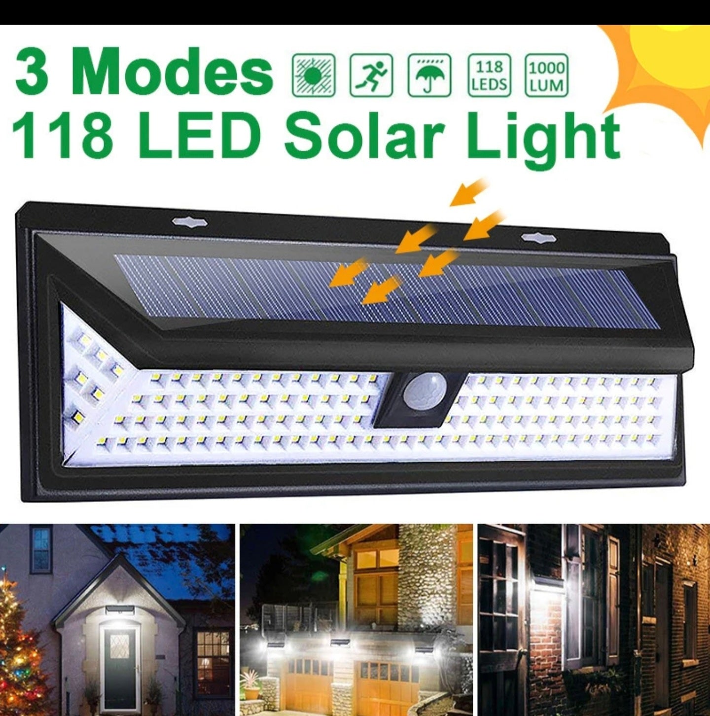 🌞 Lámpara Solar LED con Sensor de Movimiento – Ilumina Tu Espacio con Energía Solar y Seguridad 💡🚶♂️