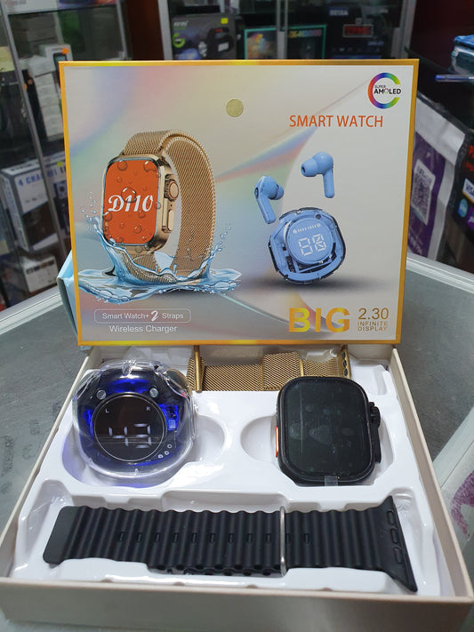 🚀 COMBO SMARTWATCH + AURICULARES BLUETOOTH + 2 CORREAS – TECNOLOGÍA Y ESTILO EN UN SOLO PACK ✨