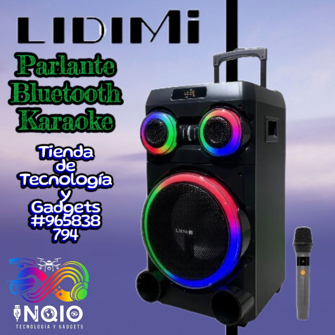 Parlante Bluetooth LIDIMI LD-S936AC 12" 80W con Micrófono y Luces LED