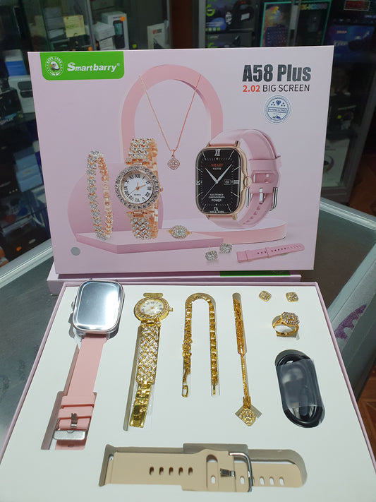 🚀 COMBO SMARTWATCH A58 PLUS + RELOJ DE CUARZO CON JOYAS – ESTILO Y TECNOLOGÍA EN UN SOLO PACK ✨