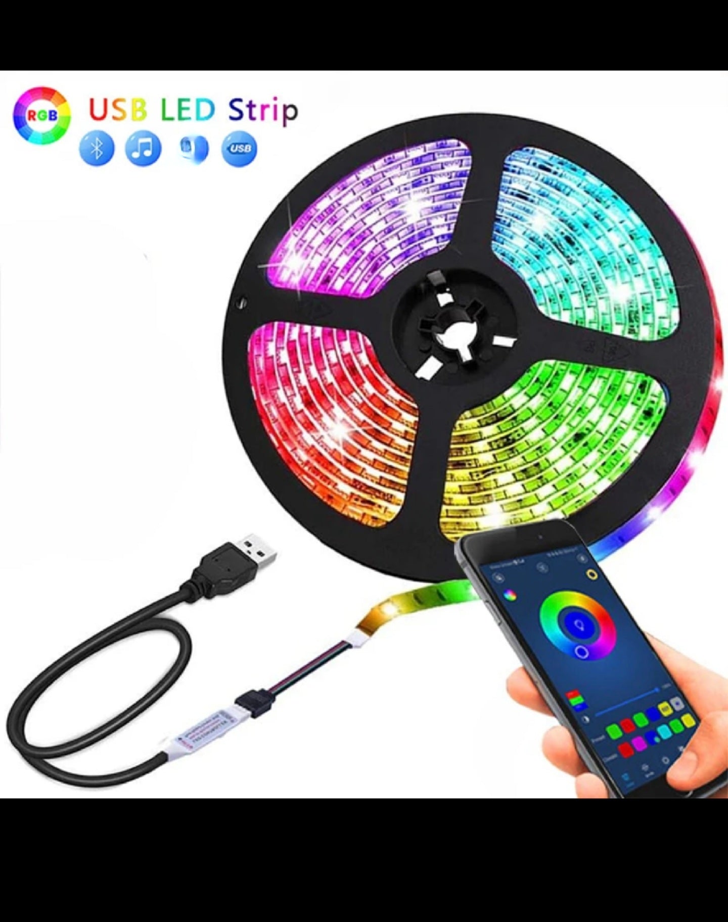 🌈 Cinta LED RGB Bluetooth – Ilumina tu Espacio con Estilo y Conectividad 💡🎶