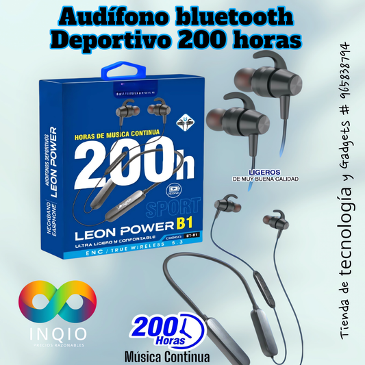 🎧 AUDÍFONOS BLUETOOTH DEPORTIVOS – ¡200 HORAS DE MÚSICA SIN PARAR! 🏃♂️✨