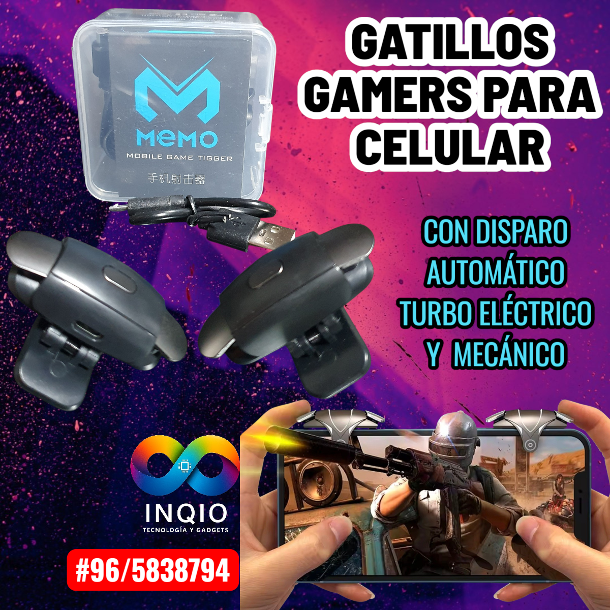 Gatillos Gamer para Celular | Disparo Automático Turbo | Compatible Android y iPhone