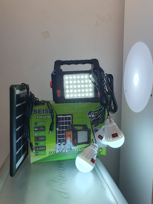 🌞 KIT SOLAR PORTÁTIL CON 3 FOCOS – ENERGÍA SOSTENIBLE Y PRÁCTICA 💡