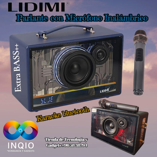 Parlante LIDIMI LD-CM7803 con Micrófono Inalámbrico | Bluetooth, FM, LED, USB – Potente y Portátil