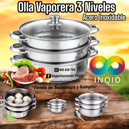 🍲 OLLA VAPORERA DE 3 NIVELES – ¡SALUD Y SABOR EN CADA PLATO! 🥦✨