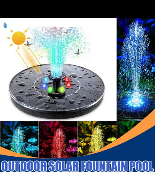 💦 Fuente Solar de Agua con Luces LED RGB – Efecto Relajante y 100% Ecológica 🌞🌊