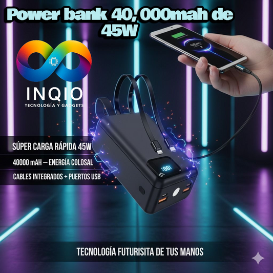 Power Bank 40000mAh | 45W Súper Rápido | Original