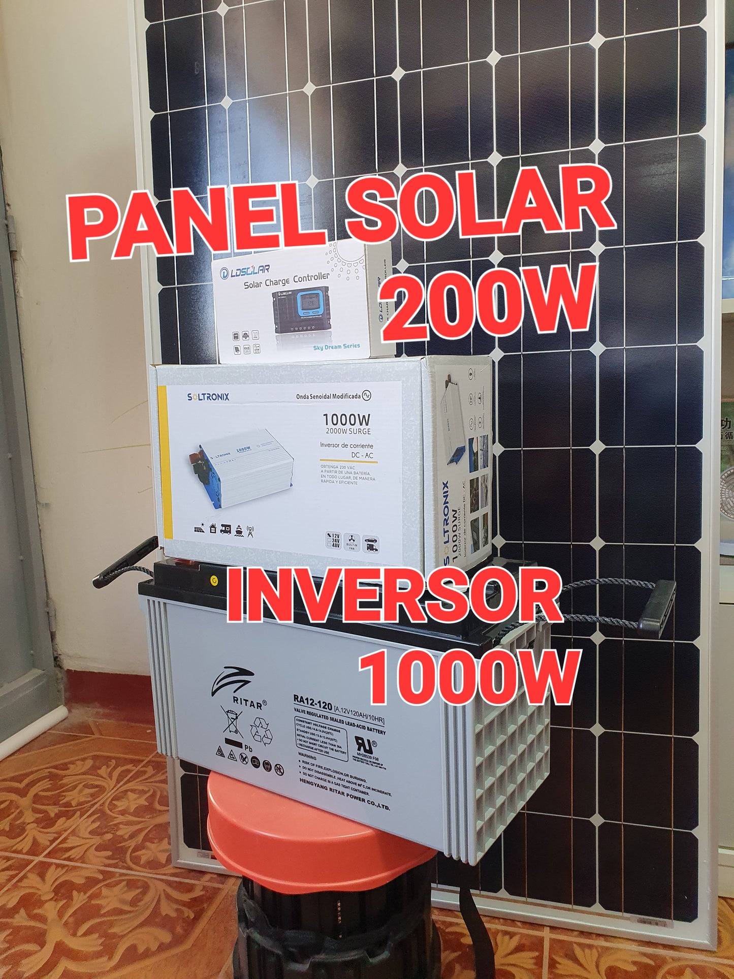 ☀️ Kit Solar Panel 200W + Inversor 1000W – Energía Sostenible y Potente para tu Hogar o Aventura 🔋🌍