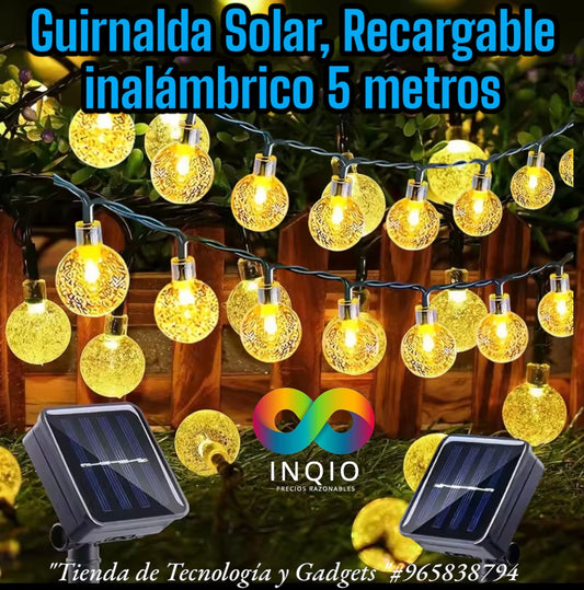 🌟 GUIRNALDA SOLAR 5 METROS, RECARGABLE E INALÁMBRICA 🌟