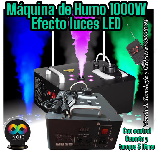 🎮 MÁQUINA DE HUMO 1000W CON EFECTOS DE LUCES LED RGB