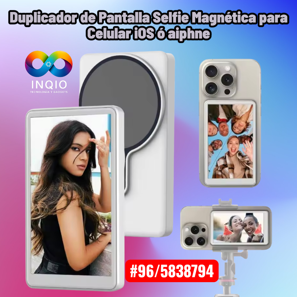 Pantalla Selfie Magnética HD Monitor Externo para Celular | Vlog, TikTok, Streaming y Contenido