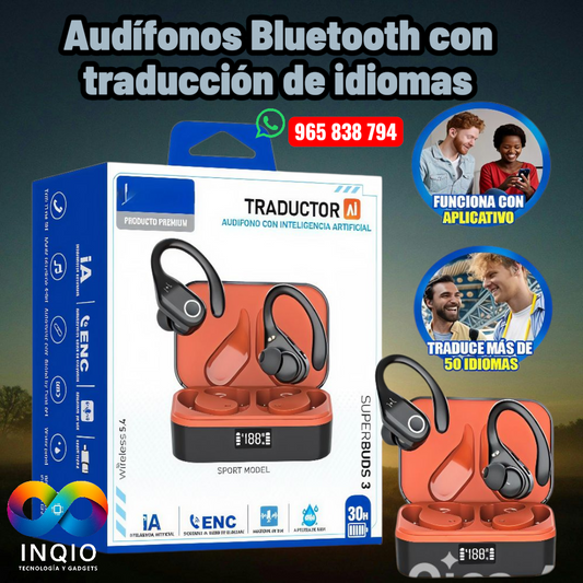 Audífonos Traductores Deportivos SUPERBUDS 3 AI | Bluetooth 5.4 | ENC | 50 Idiomas | IPX4