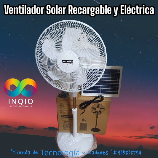 🌀 VENTILADOR RECARGABLE CON PANEL SOLAR Y ELÉCTRICO – FRESCURA SOSTENIBLE 🔥☀️