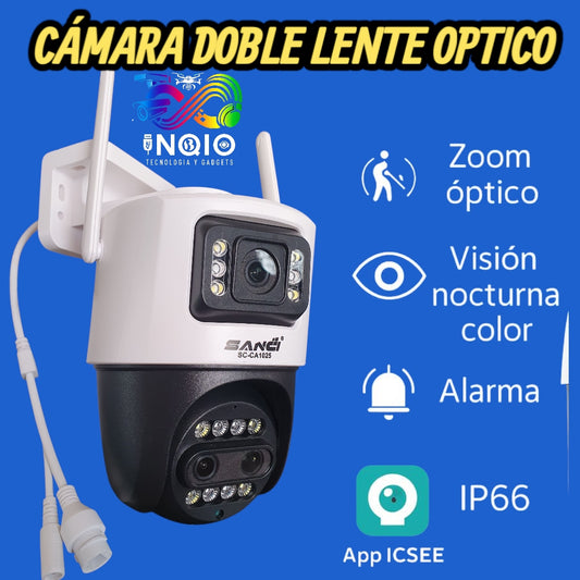 🚨 CÁMARA DE SEGURIDAD WIFI INTELIGENTE – SANCI SC-CA1025, Zoom Óptico, Doble Lente, Visión Nocturna Color y Alarma