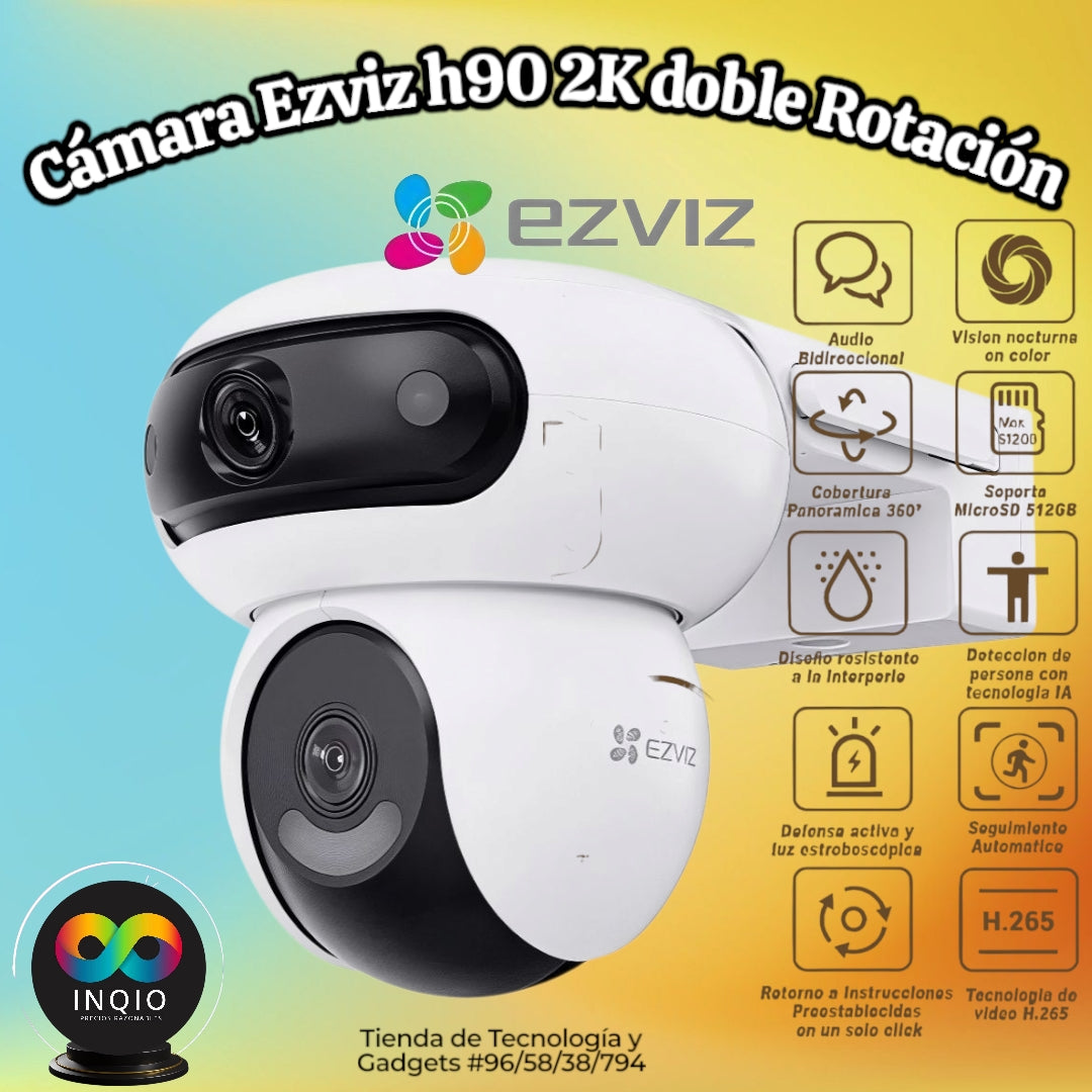 Cámara de Seguridad Inteligente EZVIZ H90 Dual 2K WiFi Exterior 360°