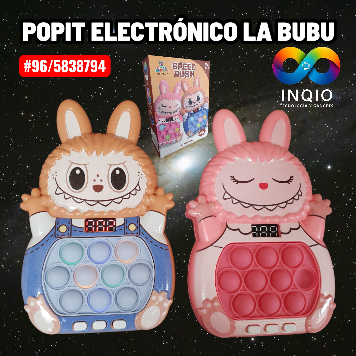 Popit Electrónico La Bubu Musical con Luces | Juguete Sensorial Antiestrés para Niños