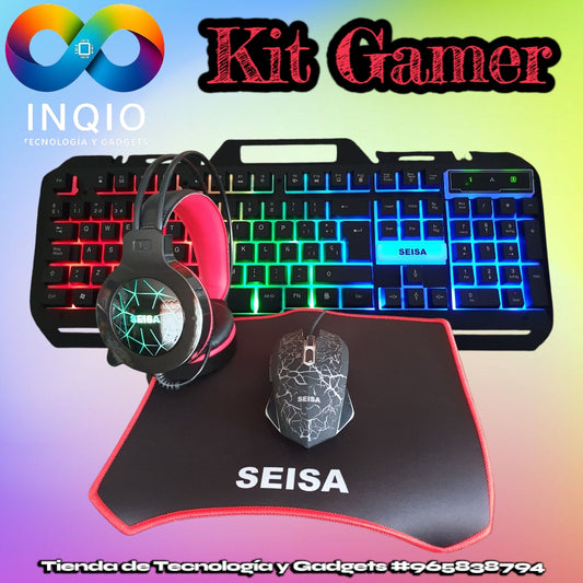 Set Gamer 4 en 1, Teclado + Mouse + Audífonos + Mousepad RGB