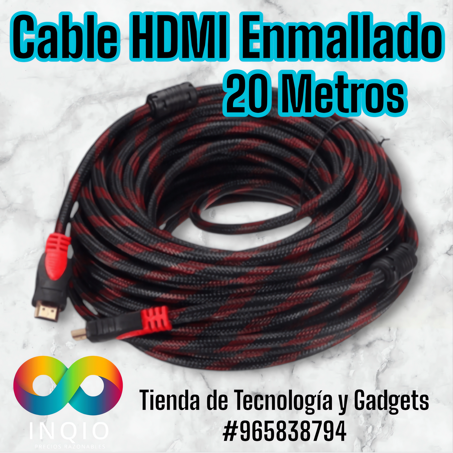 💥CABLE HDMI ENMALLADO 20 METROS XC-FH20M – CONEXIÓN DE ALTA CALIDAD Y DURABILIDAD✨