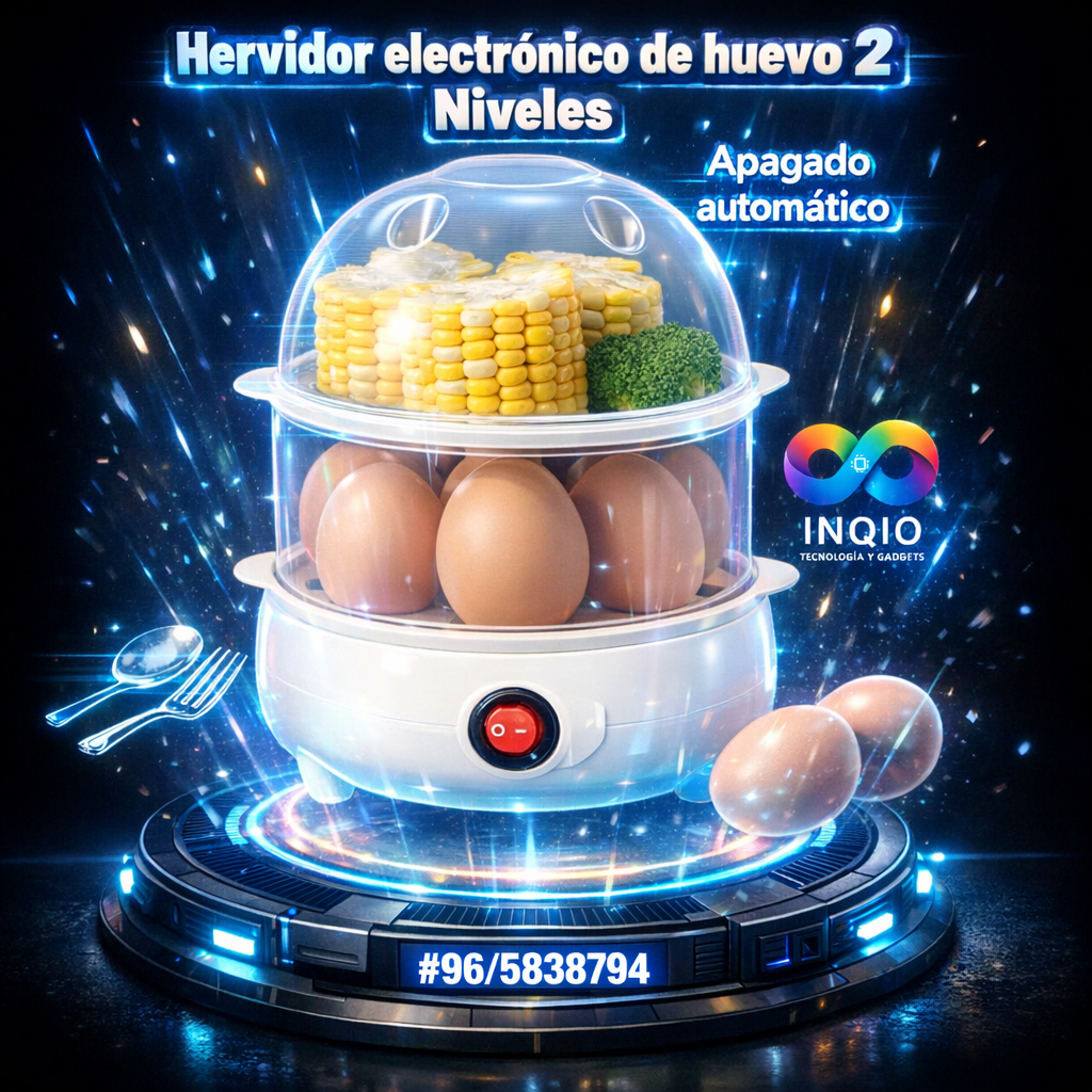 Hervidor de Huevos Eléctrico 14 Huevos | Vaporera 2 Niveles Automática Multifuncional